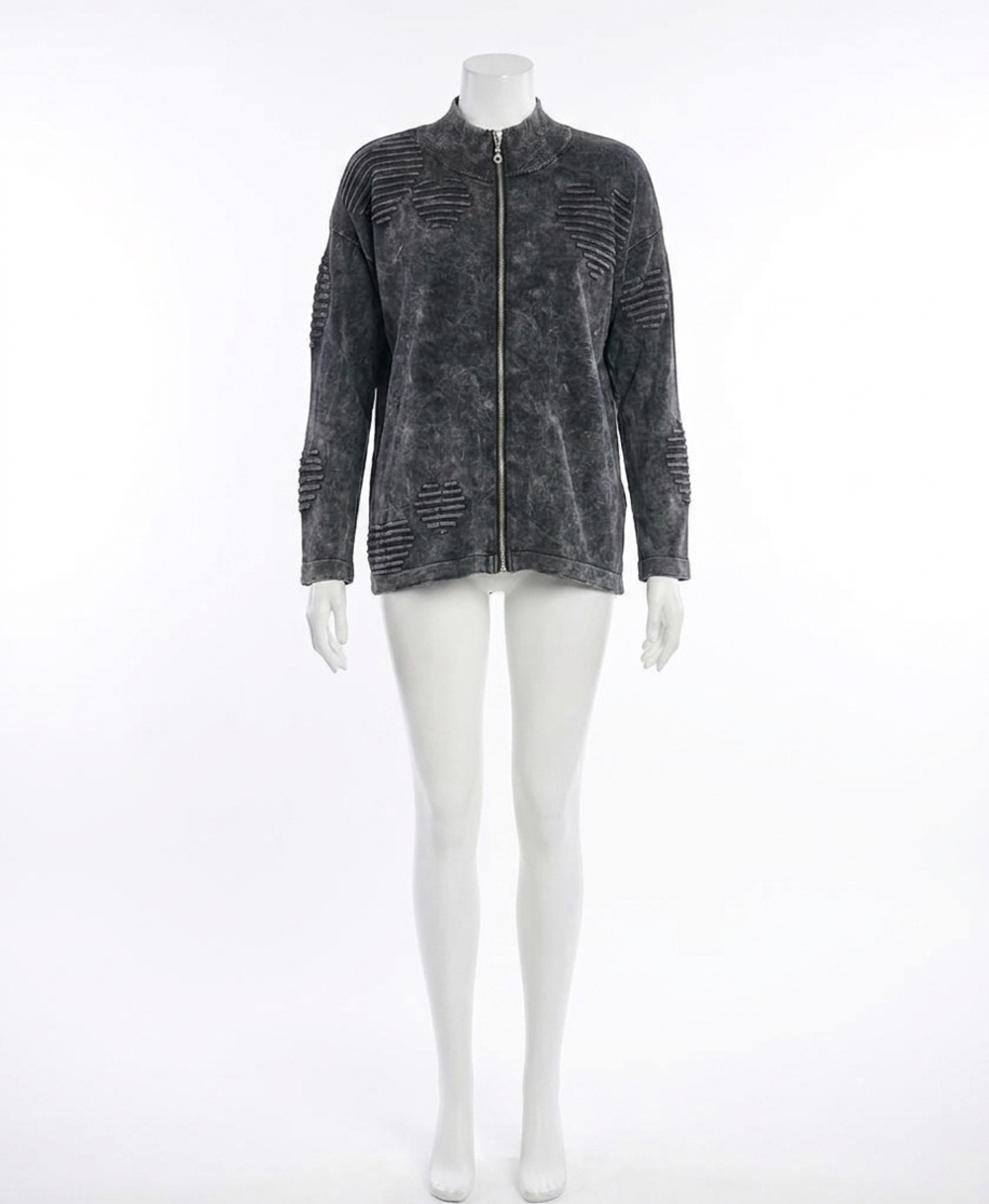 NEW ANGEL APPAREL zip up heart jacket in charcoal